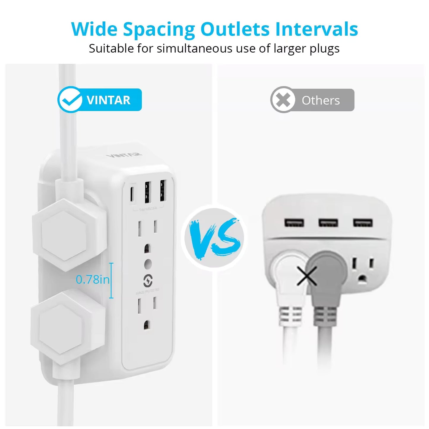 Vintar Wall Outlet Extender with USB