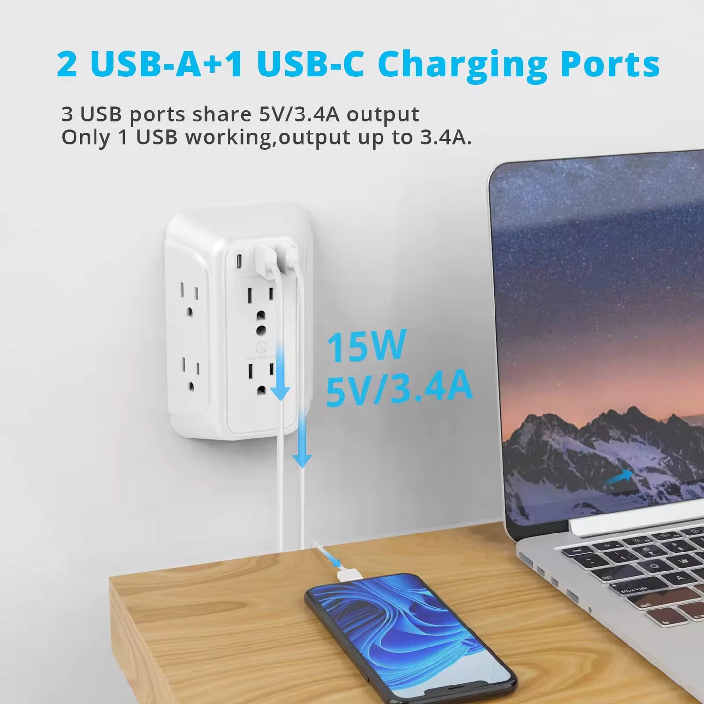 Vintar Wall Outlet Extender with USB