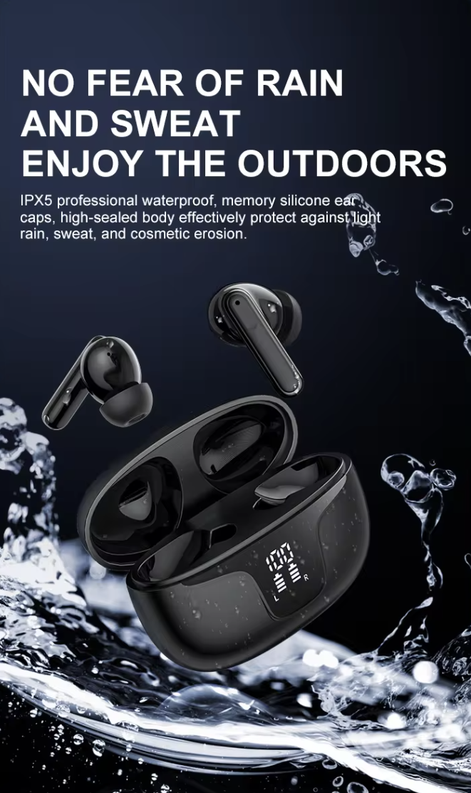 ENC TWS Earbuds: Bluetooth v5.3 Wireless Sport Waterproof Noise-Reduction Earbuds